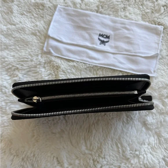 MCM Textured Black Zip Wallet - Picture 2 of 5